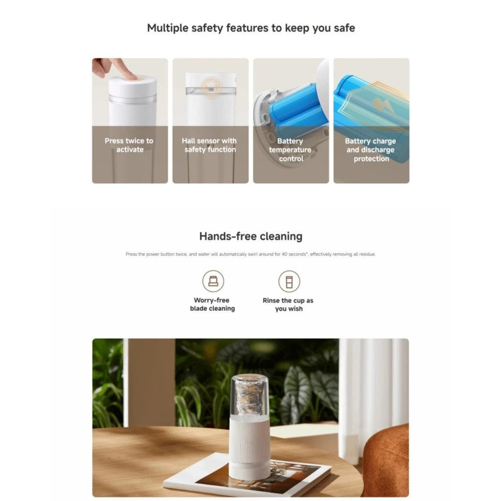 Xiaomi Portable Blender เครื่องปั่นน้ำผลไม้แบบพกพา | ความจุ 300ml | คั้นน้ำผลไม้ | เครื่องปั่น