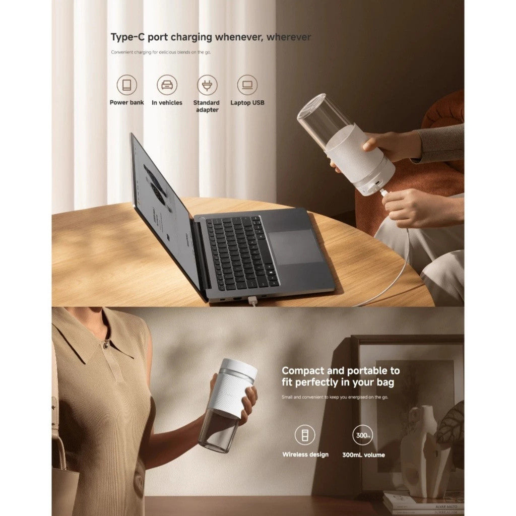 Xiaomi Portable Blender เครื่องปั่นน้ำผลไม้แบบพกพา | ความจุ 300ml | คั้นน้ำผลไม้ | เครื่องปั่น