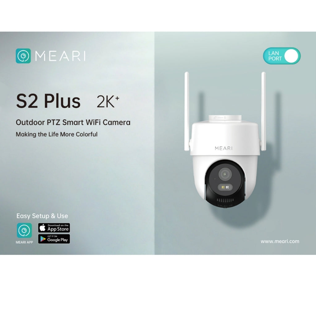 Meari S2 Plus 4MP กล้องวงจรปิด Wi-Fi แบบภายนอก พูดคุยโต้ตอบได้ Auto tracking กล้องวงจรปิดฟรีคราวด์ 10 ปี