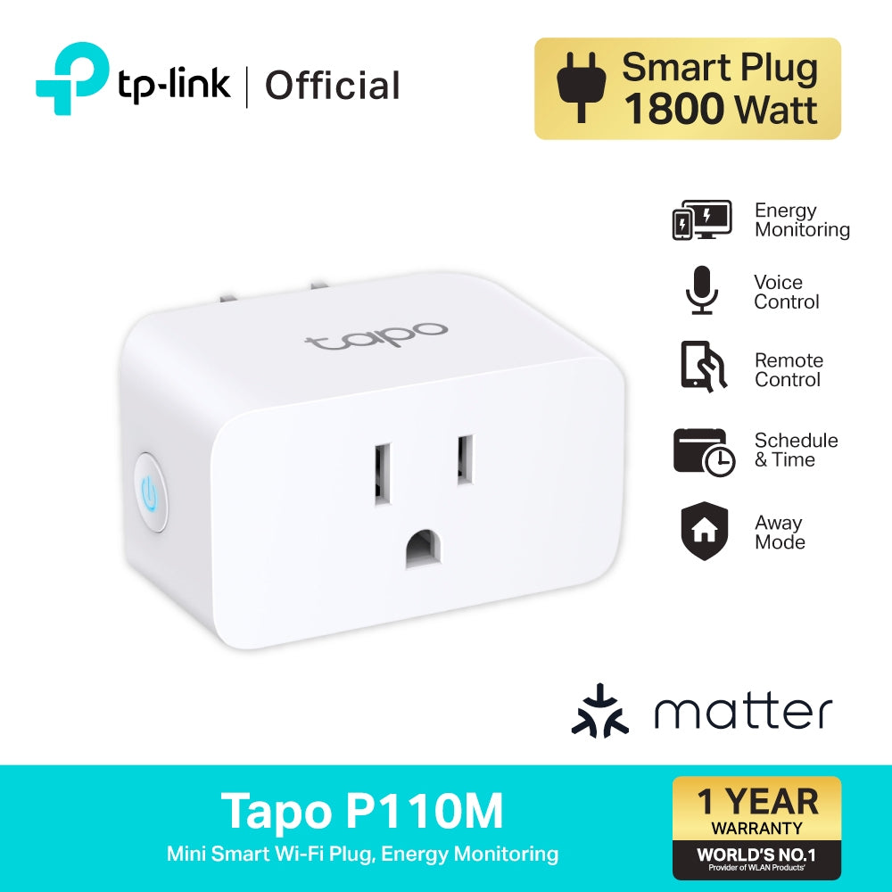 TP-Link Tapo P110M สมาร์ทปลั๊ก Mini Smart Wi-Fi Plug, Energy Monitoring สั่งเปิดปิดเครื่องใช้ไฟฟ้าผ่านแอป Tapo