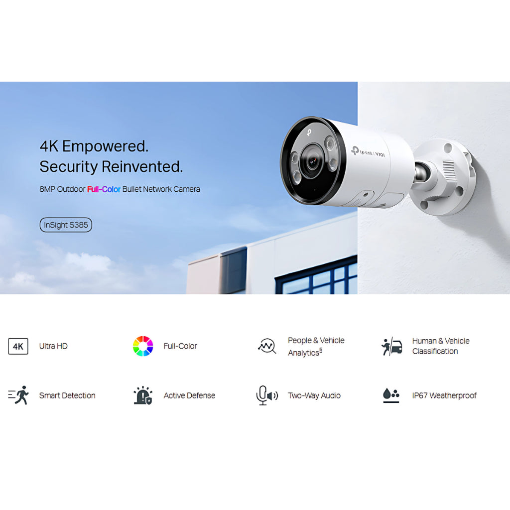 TP-Link VIGI INSIGHT S385 4MM 8MP Bullet  Network Camera กล้องวงจรปิด รับประกัน 3 ปี