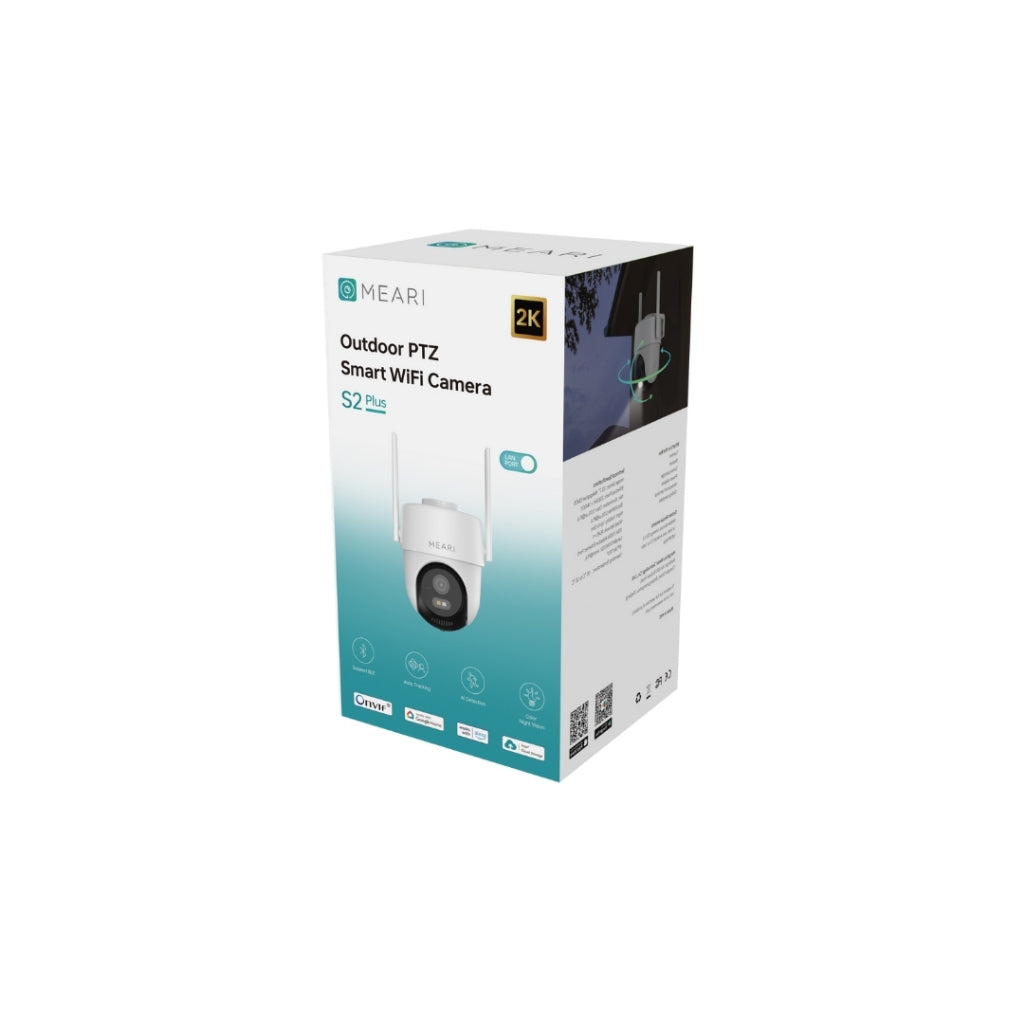 Meari S2 Plus 4MP กล้องวงจรปิด Wi-Fi แบบภายนอก พูดคุยโต้ตอบได้ Auto tracking กล้องวงจรปิดฟรีคราวด์ 10 ปี