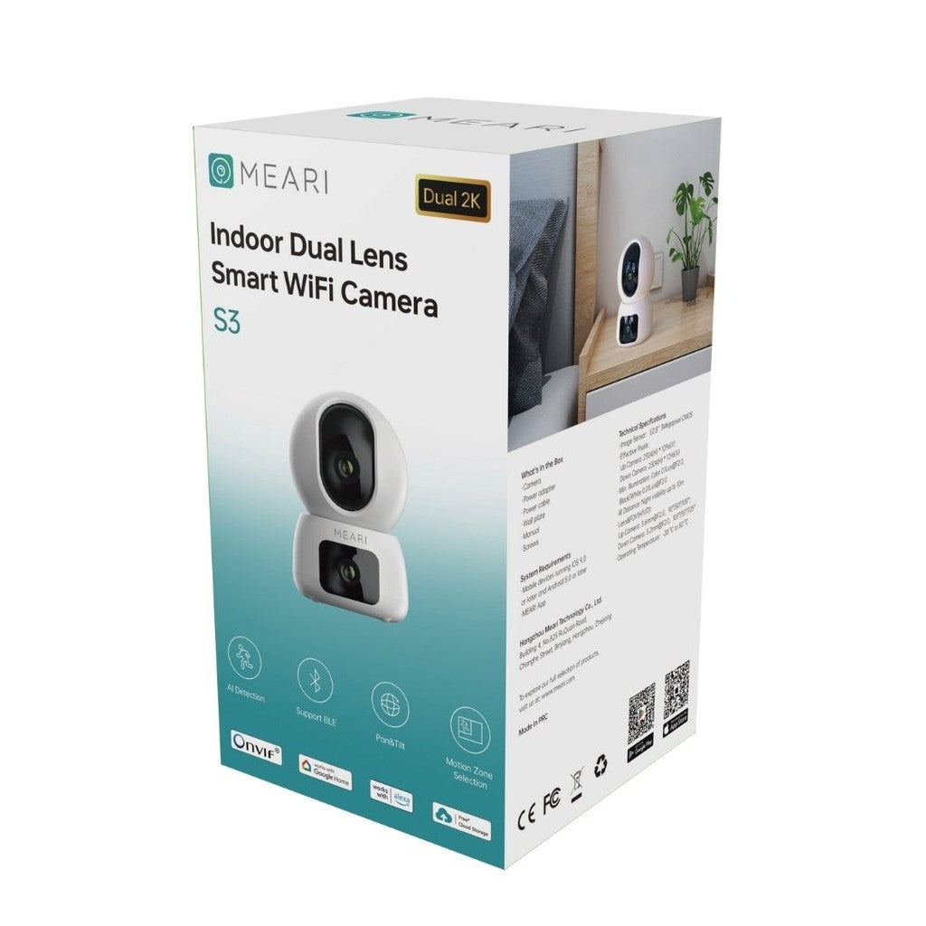 MEARI Smart IP Camera S3 (3.0MP+3.0MP) กล้องวงจรปิดฟรีคราวด์ 10 ปี